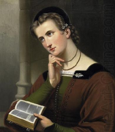 unknow artist Portrat einer jungen Frau mit Bibel oil painting picture